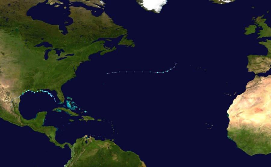Map of tropical storms in 2025